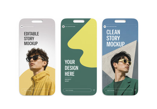 Instagram Story Mockup Template Set with Smartphones