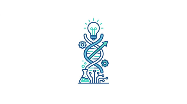 Creative light bulb and DNA helix illustration design.