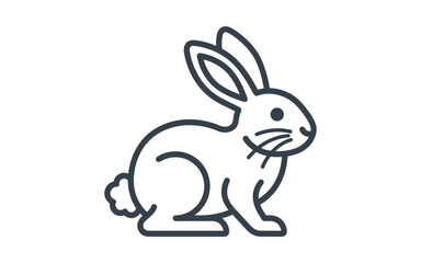 Naklejka premium Minimalist Rabbit Outline Vector Icon