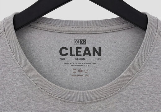 Close Up T Shirt Collar Label Mockup