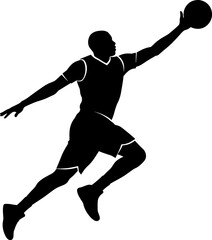 Black Silhouette Basketball Player Jump Shot with Ball Isolated Sports Vector Illustration © mokbul