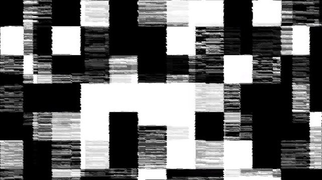 Monochrome Pixel Grid Glitch Abstract Background Loop