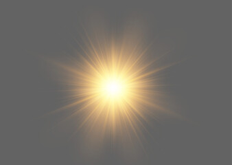 Symmetric golden lens flare with bright starburst light effect for premium packaging design, luxury cosmetic branding and elegant digital art overlays © pavel