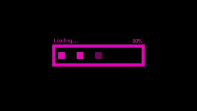 Magenta Rectangular Loading Progress Bar Animation with Percentage Counter.