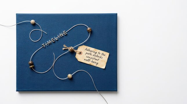 Timeline concept with motivational quote on a tag
