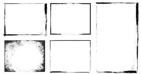 a rectangular paper frame featuring a rough, Grunge frames. scratched texture a mockup of a worn outline with a blank surface and uneven edges.eps © Sukman