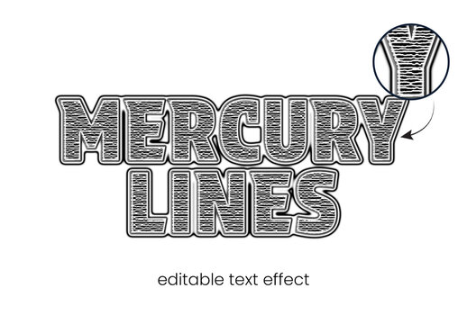 Mercury Lines Editable Text Effect with Metallic Engraved Wire Texture