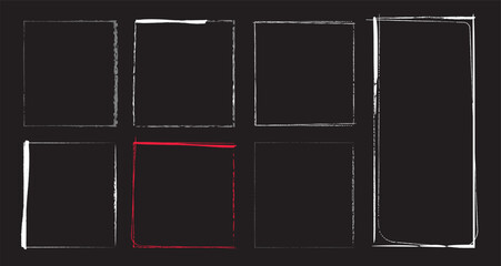 Abstract frame grunge background. Grunge square and rectangle frames. Ink empty black boxes. Rectangle borders. Rubber square stamp imprint.eps © Sukman