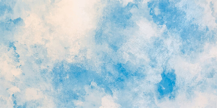 Abstract watercolor clouds with soft blue and cream hues evoke a sense of serenity and peacefulness, like a gentle sky on a serene day.