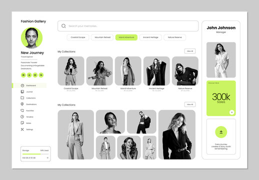 Modern Fashion Gallery Dashboard Interface UI Design Template