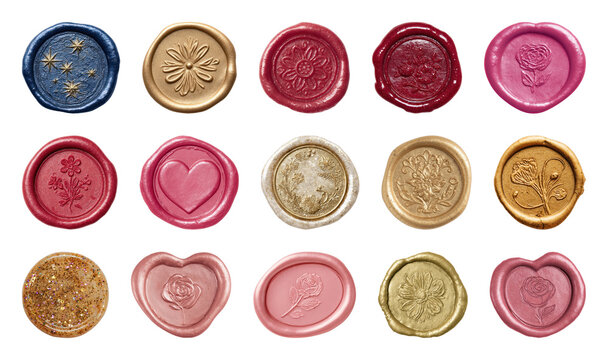 PNG Colorful wax seals collection, transparent background