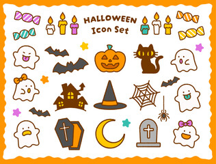 かわいいハロウィンアイコンセット｜おばけ・かぼちゃ・キッズ © ぷらいまり