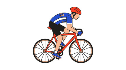 Fototapeta premium Man Riding a Bicycle Quickly Outdoors.