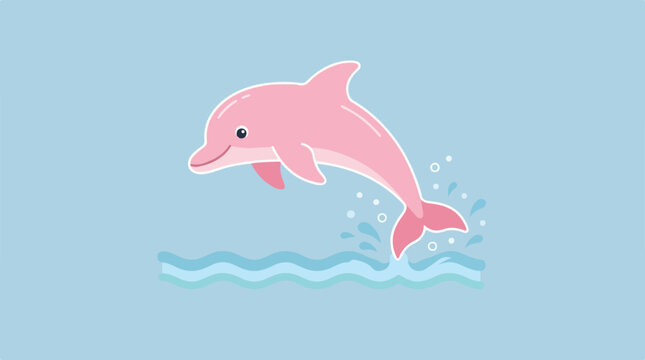 Flat illustration of a pink dolphin