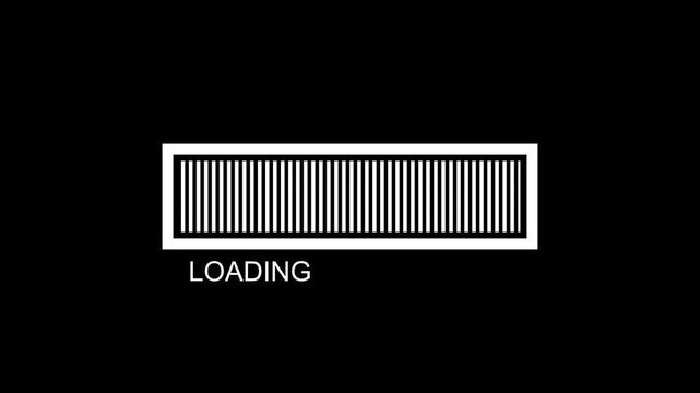 Retro Style Horizontal Loading Progress Bar Animation on Black Background.