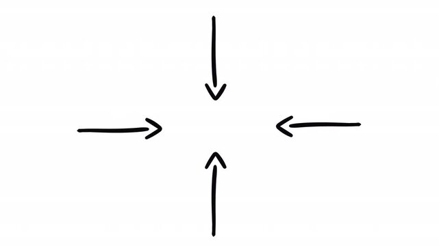 four hand-drawn arrows pointing inward to a central point on Motion Animation  alpha channel 4K