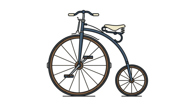Vintage penny farthing bicycle illustration on white background.