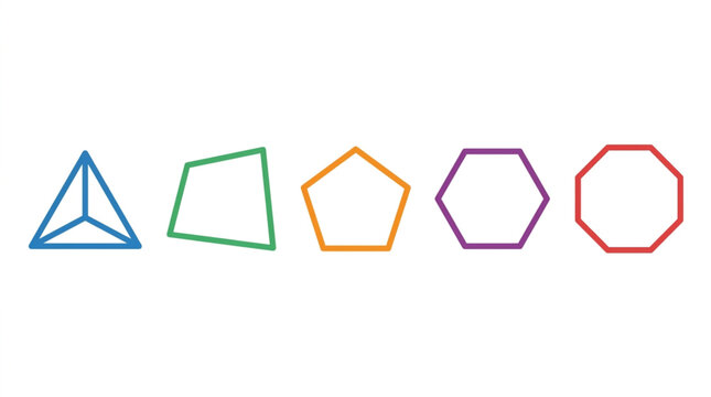 Colorful geometric shapes outline illustration set.