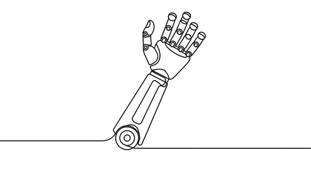 Robotic hand illustration on white background.