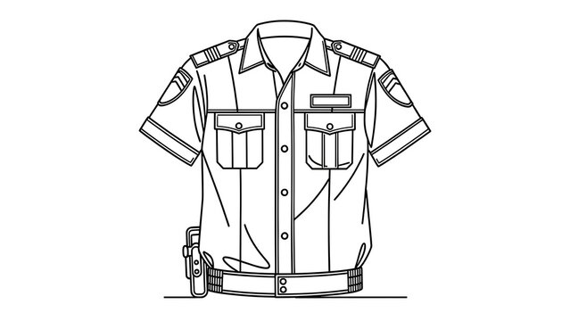 Illustrated police uniform shirt on white background.