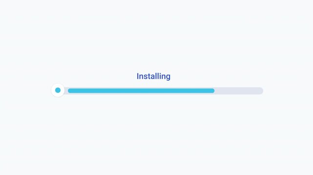 Flat vector illustration of a modern installing progress bar, representing software installation, setup progress, system status, loading, and digital workflow.