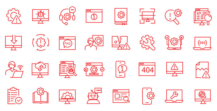 Programming Coding and API icon set. Editable line icons. Vector illustration.