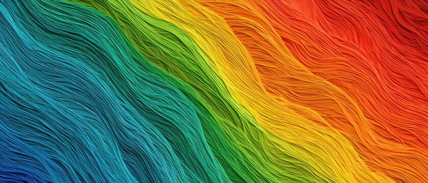 Abstract rainbow waves of color flowing diagonally