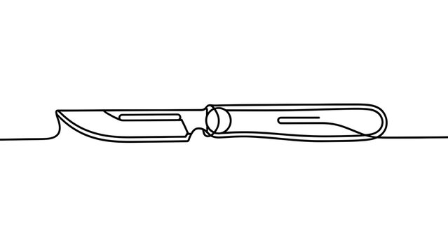 Simple knife line art illustration white background.