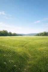 Obraz premium Serene meadow under clear sky