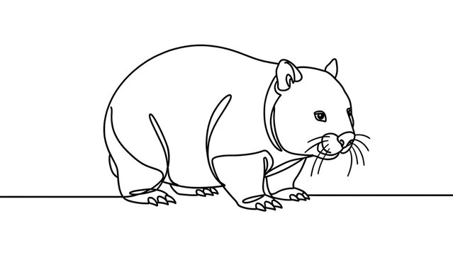 Cute wombat illustration on white background.