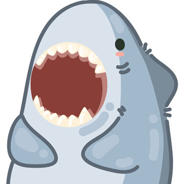 illustration of a cute shark with wide open mouth