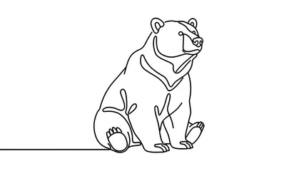 Fototapeta premium Minimalist bear illustration on white background.