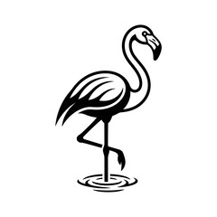 Obraz premium Black and white flamingo standing alone.