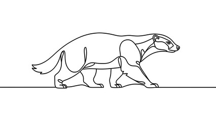 Fototapeta premium Minimalist line art of a walking animal white background.