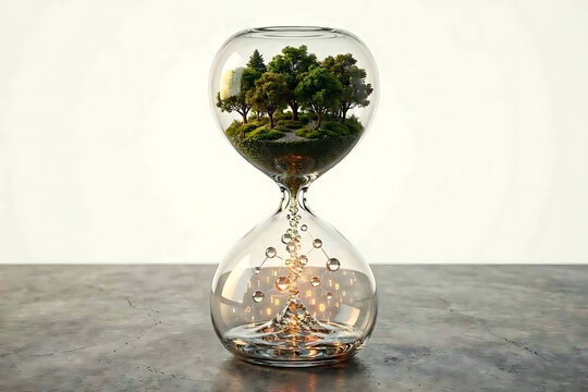 Hourglass Visual Metaphor for Scope 3 Emissions and Carbon Neutrality