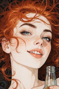 portrait of a girl with a bottle of soda