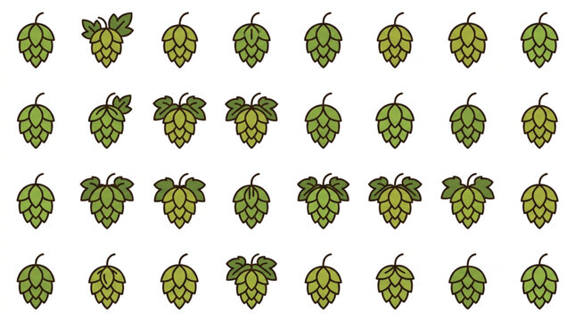 Green hop cones pattern for brewing and design.