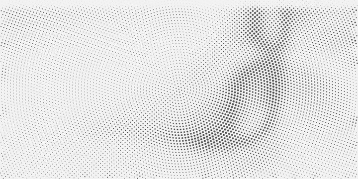 Abstract halftone wave dotted background. Futuristic twisted grunge pattern, dot, circles