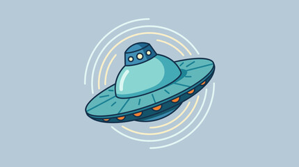 Flying saucer alien spacecraft emitting radio waves science fiction concept © tisu