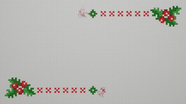 Animated cross stitch, festive Christmas holiday pattern