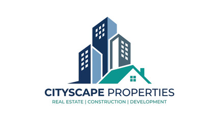 Fototapeta premium Cityscape Properties logo with buildings.