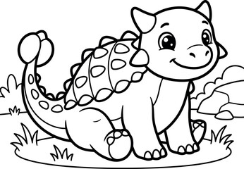 Cute dinosaur coloring page for kids stegosaurus coloring book © MohammadNazrul