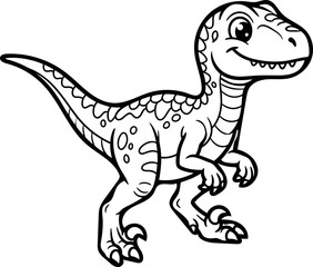 Fototapeta premium Dinosaur coloring page for kids cute cartoon dinosaur illustration