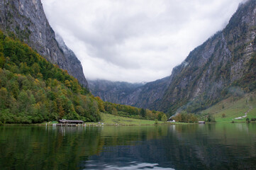 Fototapeta premium Lake and mountains in Königssee, Germany