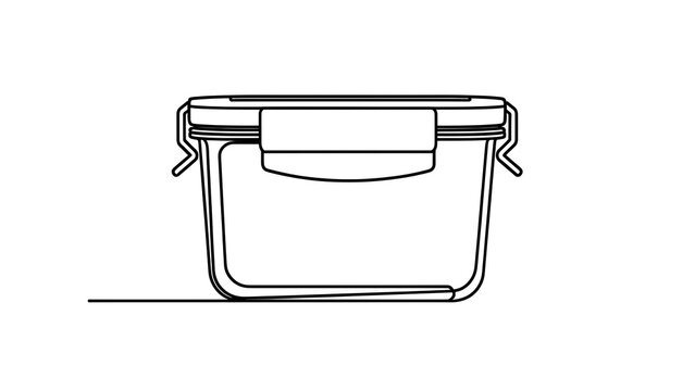 Empty plastic container with lid white background.