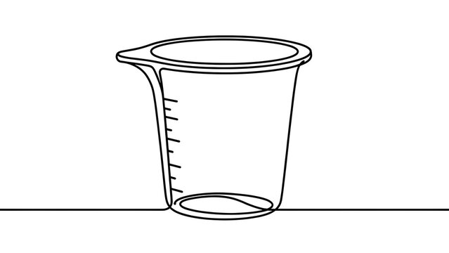 Empty plastic measuring cup on white background.