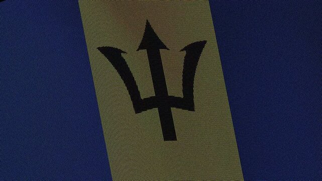 Barbados Flag Digital Particle Waving Seamless Loop Animation on Black Background