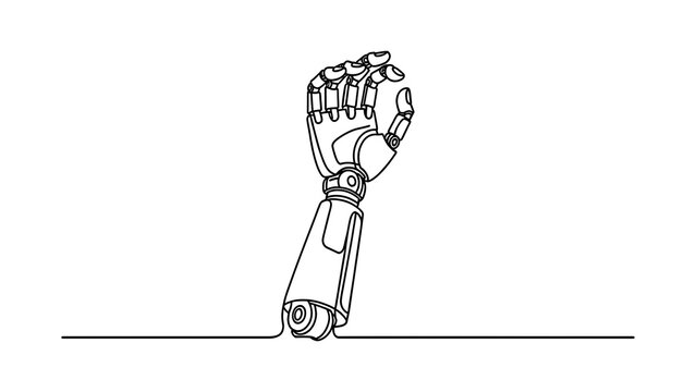 Robotic hand illustration on white background.