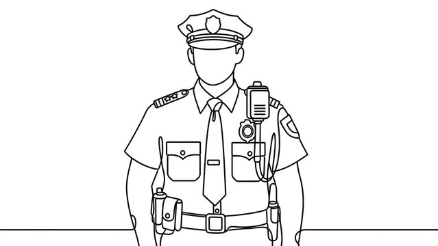 Police officer illustration on white background.