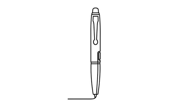 Elegant fountain pen line drawing white background.